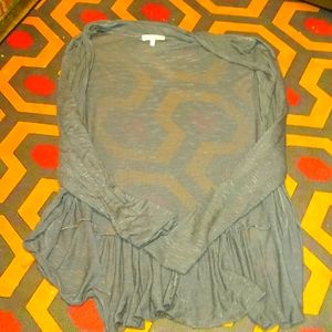 Grey ruffled cardigan